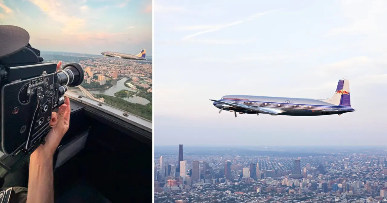 Red Bull Filma Regresso Histórico do DC-6B com Câmara Bolex
